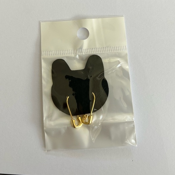 Gold Safety Pin Earrings - Picture 3 of 3